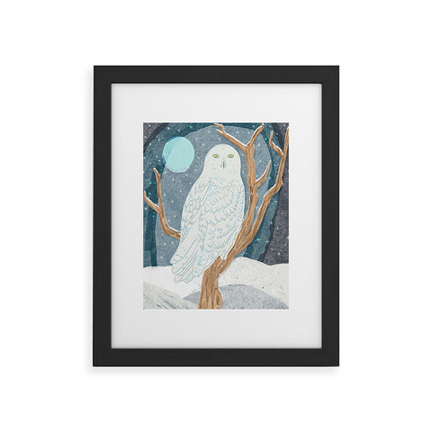 Sewzinski Snowy Owl at Night Framed Art Print