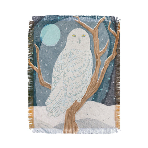 Sewzinski Snowy Owl at Night Throw Blanket