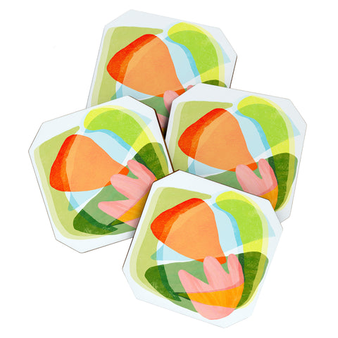 Sewzinski Spring Salad Abstract Coaster Set
