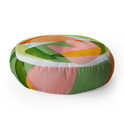 Sewzinski Spring Salad Abstract Floor Pillow Round
