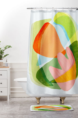 Sewzinski Spring Salad Abstract Shower Curtain And Mat