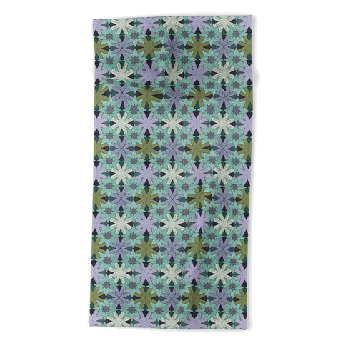 Sewzinski Star Pattern Blue and Green Beach Towel