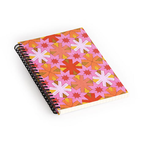 Sewzinski Star Pattern Red and Pink Spiral Notebook