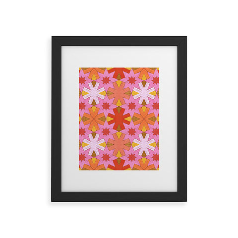 Sewzinski Star Pattern Red and Pink Framed Art Print