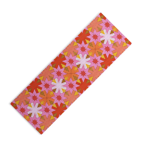 Sewzinski Star Pattern Red and Pink Yoga Mat