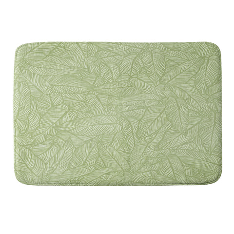 Sewzinski Striped Leaves in Green Memory Foam Bath Mat