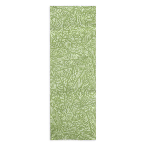 Sewzinski Striped Leaves in Green Yoga Towel