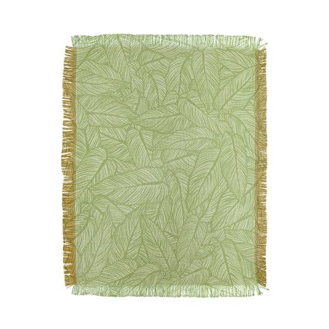 Sewzinski Striped Leaves in Green Throw Blanket