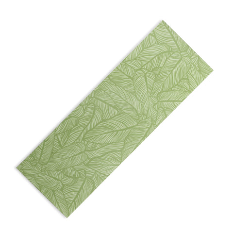 Sewzinski Striped Leaves in Green Yoga Mat