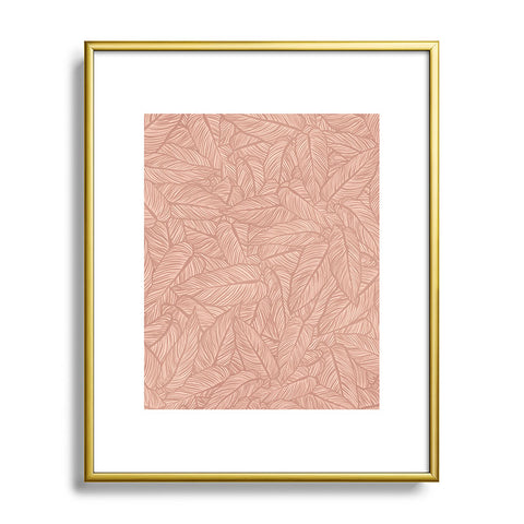 Sewzinski Striped Leaves in Pink Metal Framed Art Print