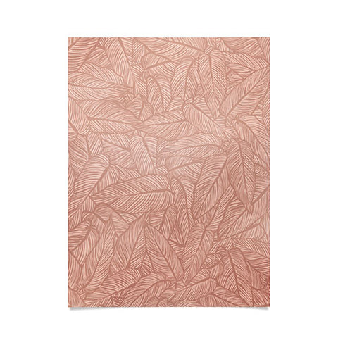 Sewzinski Striped Leaves in Pink Poster
