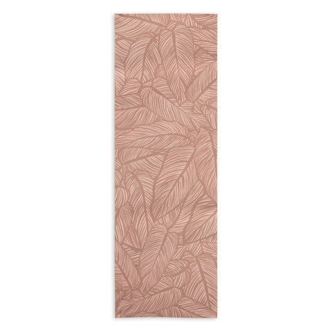 Sewzinski Striped Leaves in Pink Yoga Towel