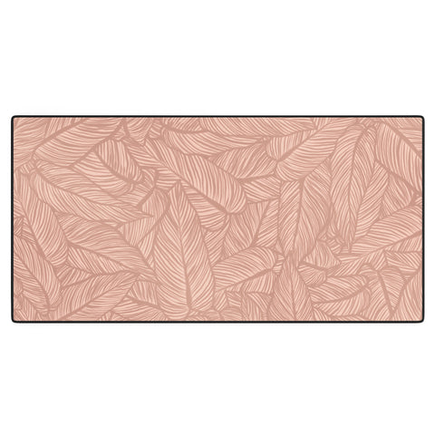 Sewzinski Striped Leaves in Pink Desk Mat