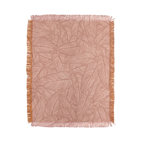 Sewzinski Striped Leaves in Pink Throw Blanket