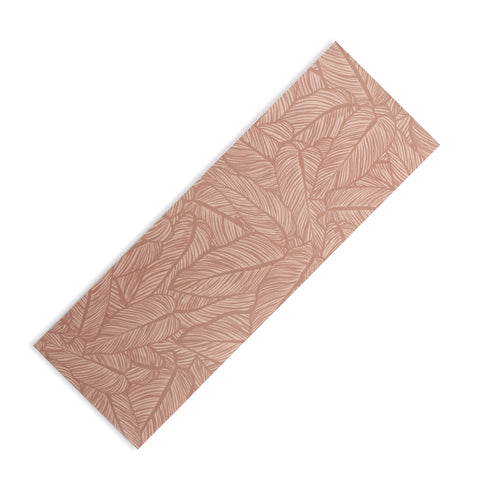 Sewzinski Striped Leaves in Pink Yoga Mat