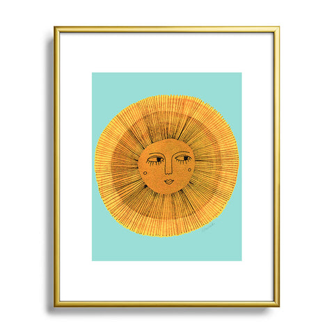 Sewzinski Sun Drawing Gold and Blue Metal Framed Art Print