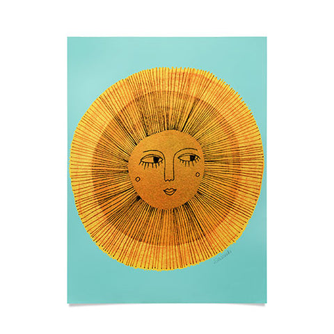 Sewzinski Sun Drawing Gold and Blue Poster