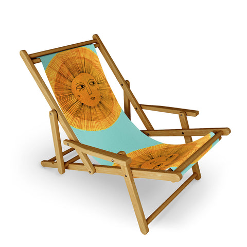 Sewzinski Sun Drawing Gold and Blue Sling Chair