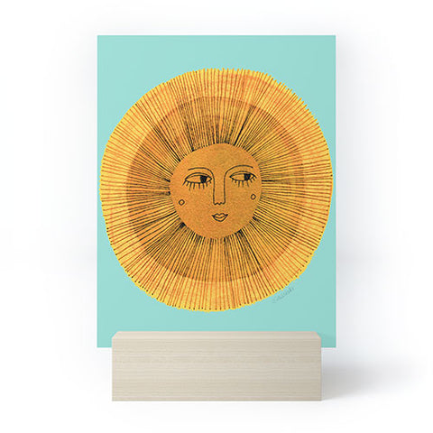 Sewzinski Sun Drawing Gold and Blue Mini Art Print