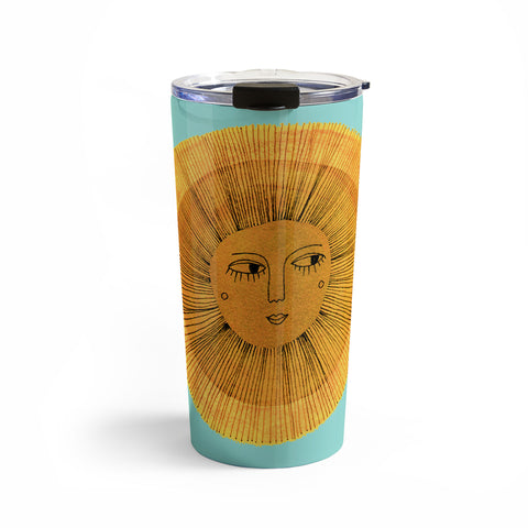 Sewzinski Sun Drawing Gold and Blue Travel Mug