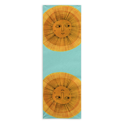 Sewzinski Sun Drawing Gold and Blue Yoga Towel