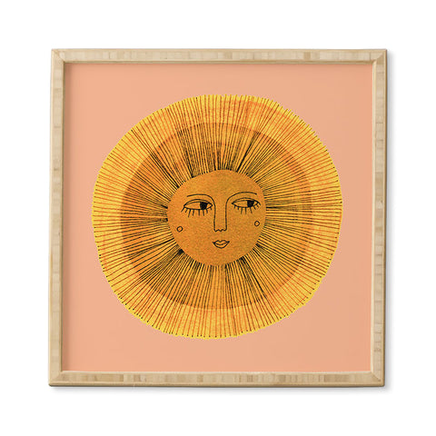 Sewzinski Sun Drawing Gold and Pink Framed Wall Art