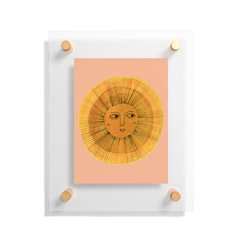 Sewzinski Sun Drawing Gold and Pink Floating Acrylic Print