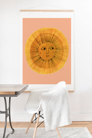 Sewzinski Sun Drawing Gold and Pink Art Print And Hanger
