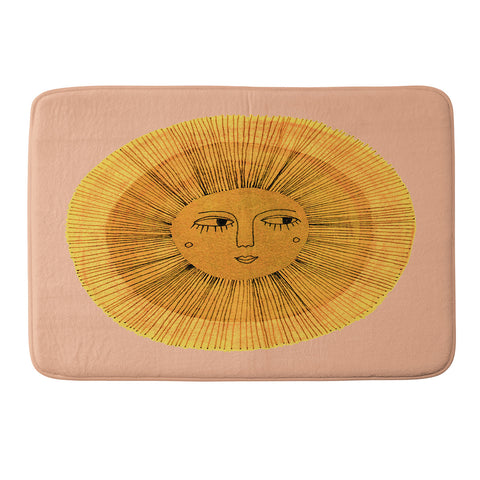 Sewzinski Sun Drawing Gold and Pink Memory Foam Bath Mat