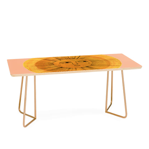 Sewzinski Sun Drawing Gold and Pink Coffee Table