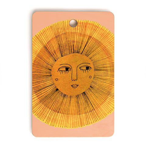 Sewzinski Sun Drawing Gold and Pink Cutting Board Rectangle