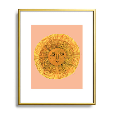 Sewzinski Sun Drawing Gold and Pink Metal Framed Art Print