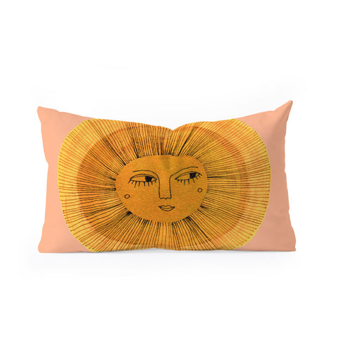 Sewzinski Sun Drawing Gold and Pink Oblong Throw Pillow
