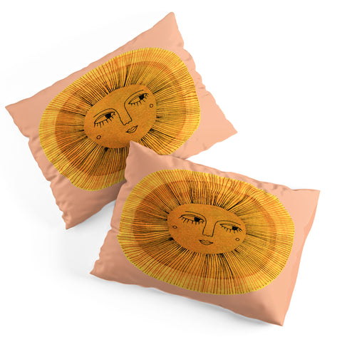 Sewzinski Sun Drawing Gold and Pink Pillow Shams