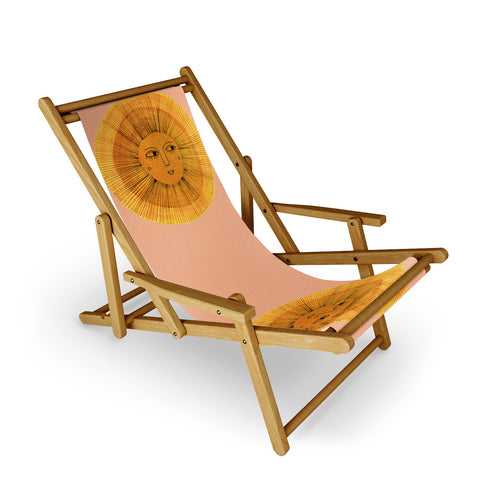 Sewzinski Sun Drawing Gold and Pink Sling Chair
