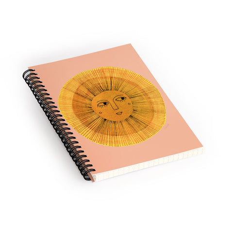 Sewzinski Sun Drawing Gold and Pink Spiral Notebook