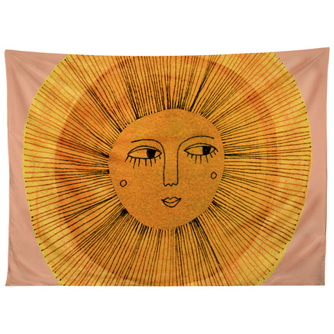 Sewzinski Sun Drawing Gold and Pink Tapestry