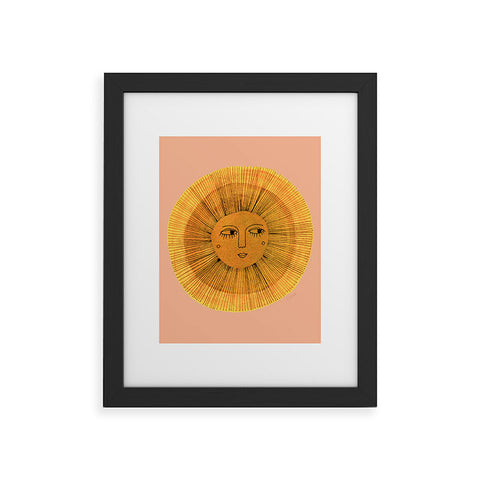 Sewzinski Sun Drawing Gold and Pink Framed Art Print