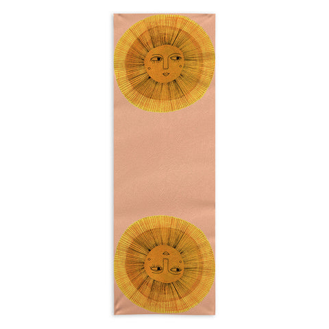 Sewzinski Sun Drawing Gold and Pink Yoga Towel