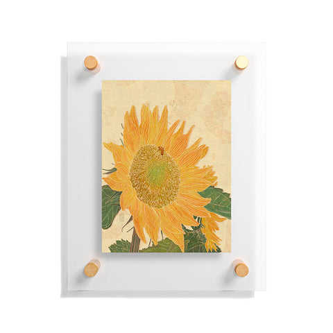 Sewzinski Sunflower and Bee Floating Acrylic Print