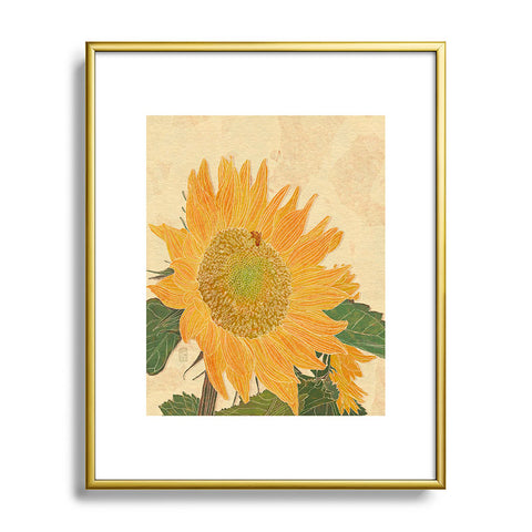 Sewzinski Sunflower and Bee Metal Framed Art Print