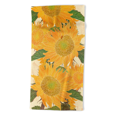 Sewzinski Sunflower and Bee Beach Towel