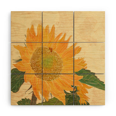 Sewzinski Sunflower and Bee Wood Wall Mural