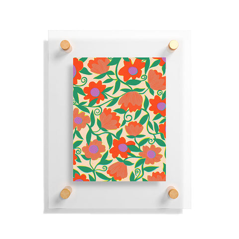 Sewzinski Sunlit Flowers Orange Floating Acrylic Print