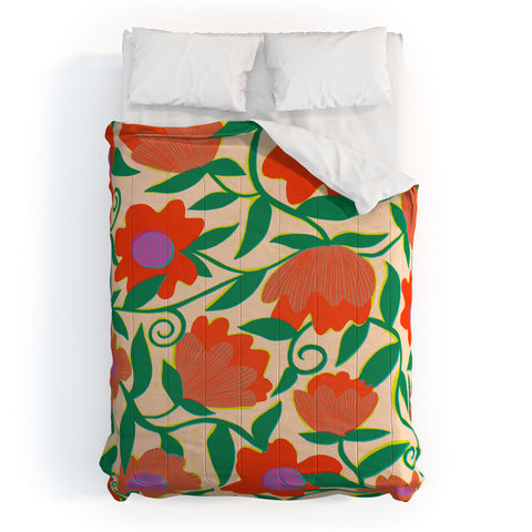 Sewzinski Sunlit Flowers Orange Comforter