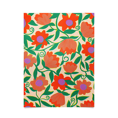 Sewzinski Sunlit Flowers Orange Poster