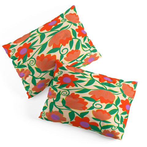 Sewzinski Sunlit Flowers Orange Pillow Shams
