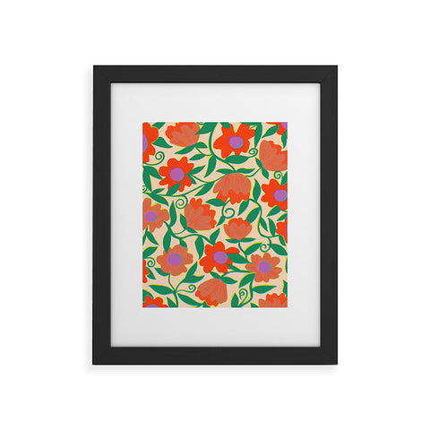 Sewzinski Sunlit Flowers Orange Framed Art Print