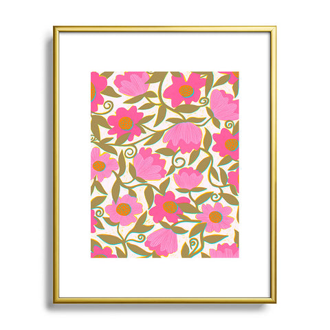 Sewzinski Sunlit Flowers Pink Metal Framed Art Print