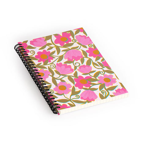 Sewzinski Sunlit Flowers Pink Spiral Notebook